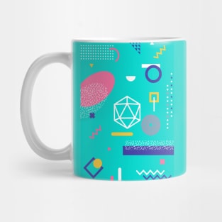 Polyhedral Dice Set Memphis Design Blue Green Teal Tabletop RPG Mug